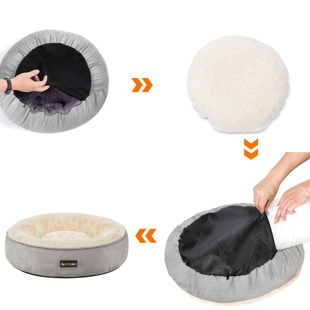 Round Grey Pet Beds