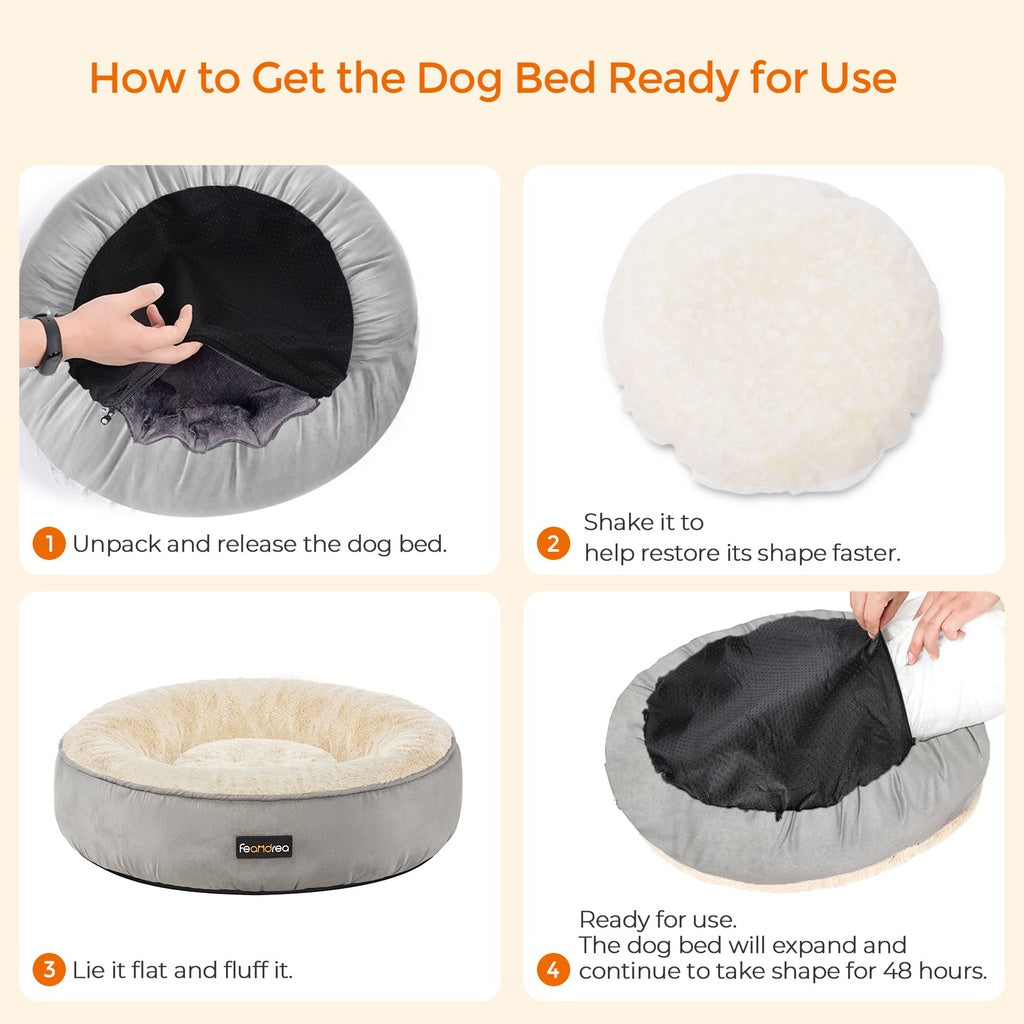 Round Grey Pet Beds